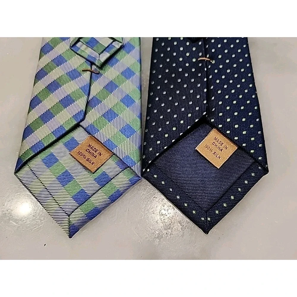 2-Class Club Gold SILK 14in Zipper Adjustable Neckties‎ Classic Party Navy Green